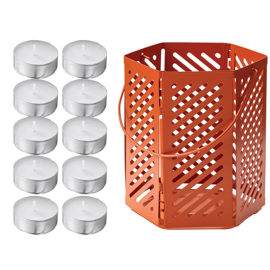 Farol Naranja + Set de 10 Velas