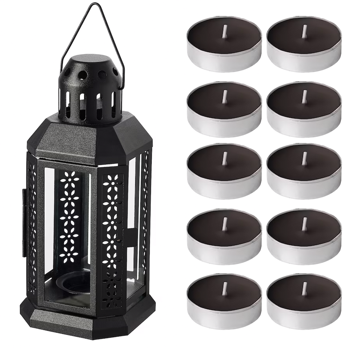 Farol Para Vela Incluye 10 Velas Aromáticas Negro