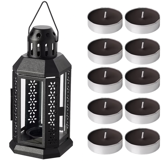 Farol Para Vela Incluye 10 Velas Aromáticas Negro