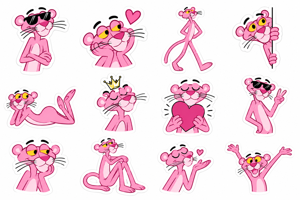 Colección Pantera Rosa | Set de 12 Stickers