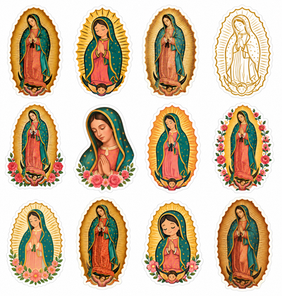 Set de 12 Stickers de la Virgen de Guadalupe